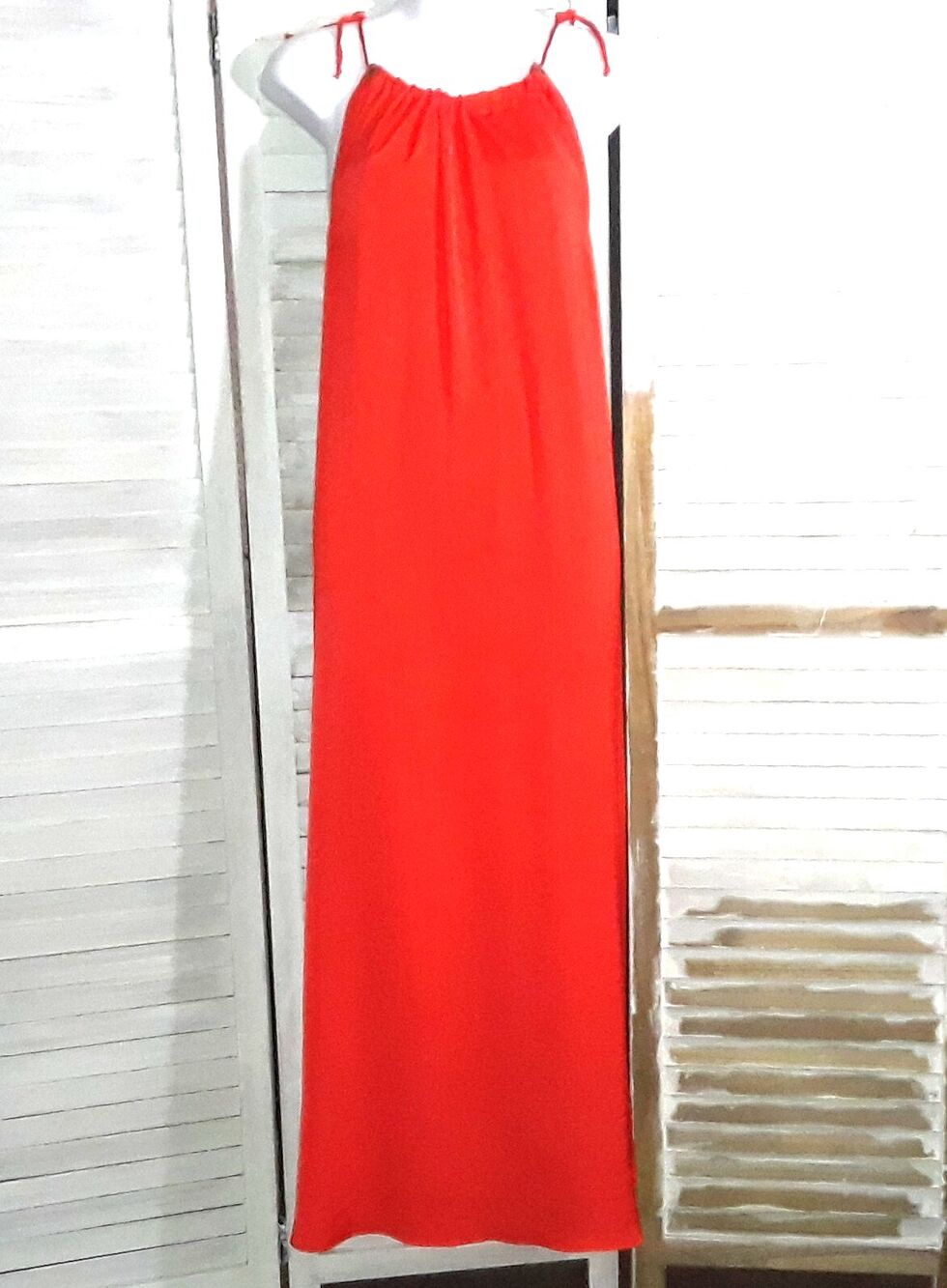 Nicole Miller Dress Size XS Maxi Halter Tie Sleeveless Orange Event Guest